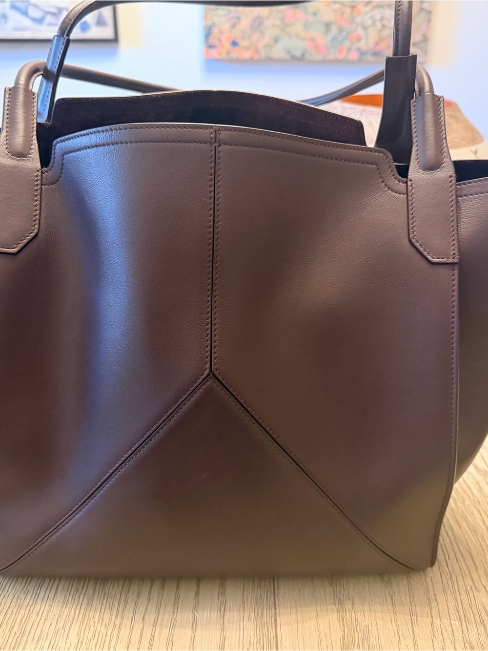 Victoria Beckham Brown Structured Leather Tote